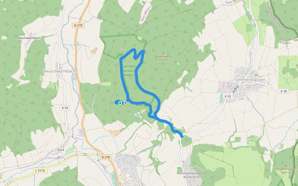 Hilders Rundwanderweg 6 walking route map in Hilders