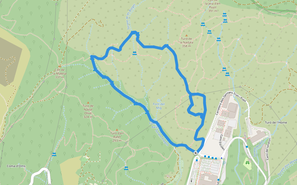 SL-C 142 El torrent de l'Amigó walking route map in Badalona