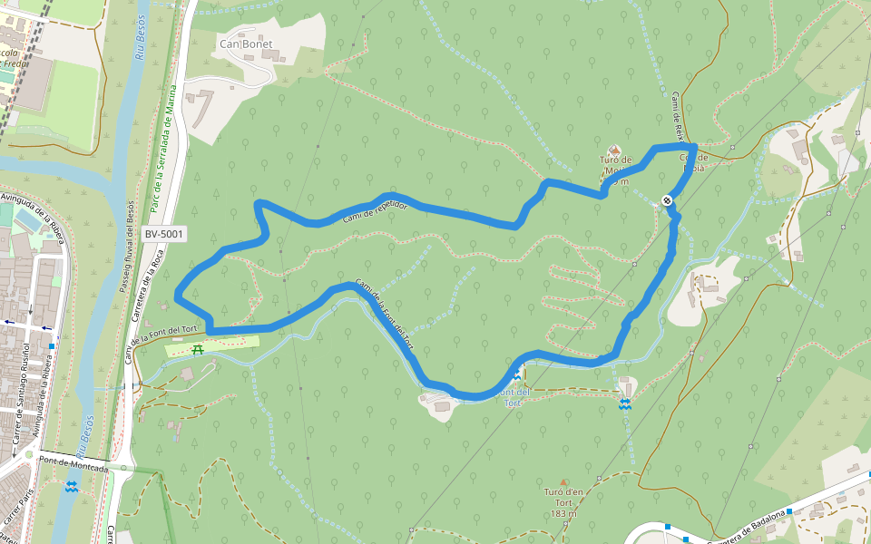 SL-C 148 La font del Tort walking route map in Montcada i Reixac
