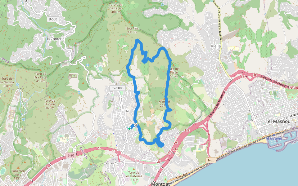 SL-C 96 Sender dell Rocar, descobrint l'entorn de Tiana walking route map in Tiana