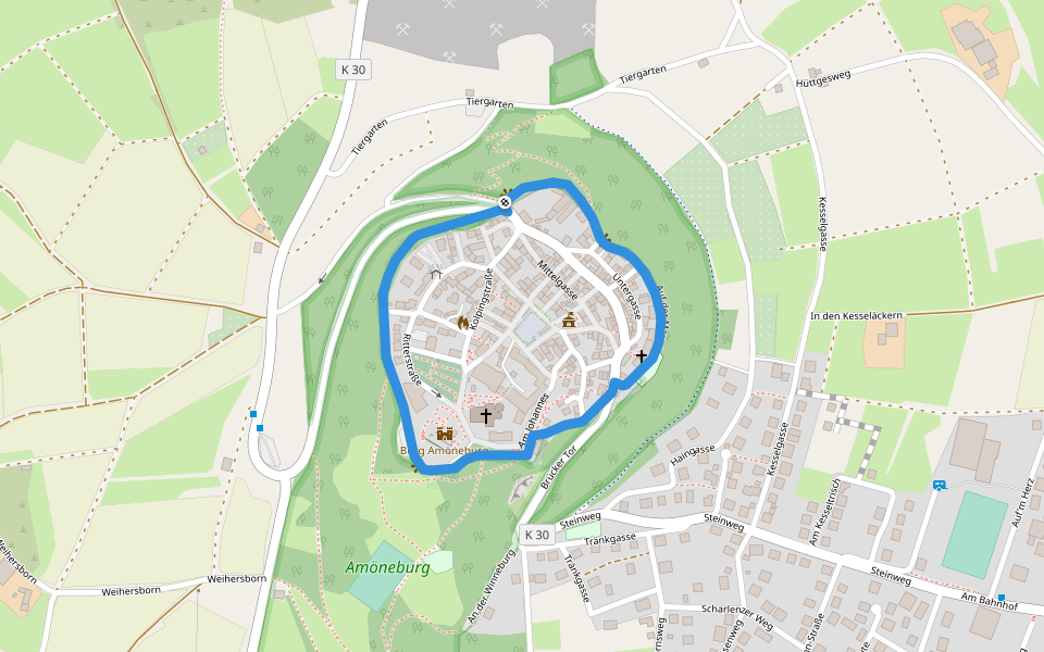 Mauerrundweg Amöneburg walking route map in Amöneburg
