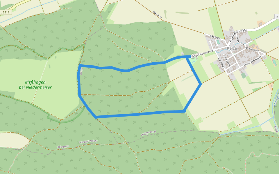 Kelze, Rundweg 2 walking route map in Hofgeismar