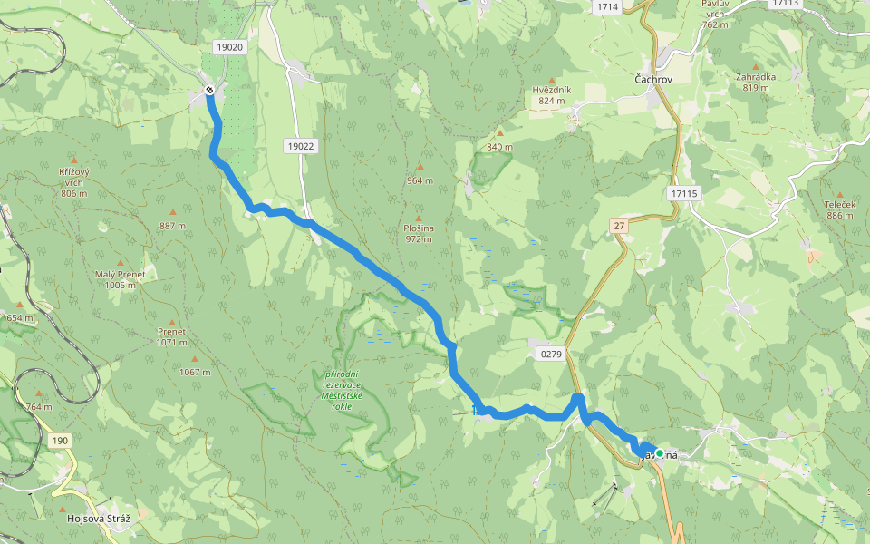 [Z] Javorná - Oldřichovice walking route map in Čachrov