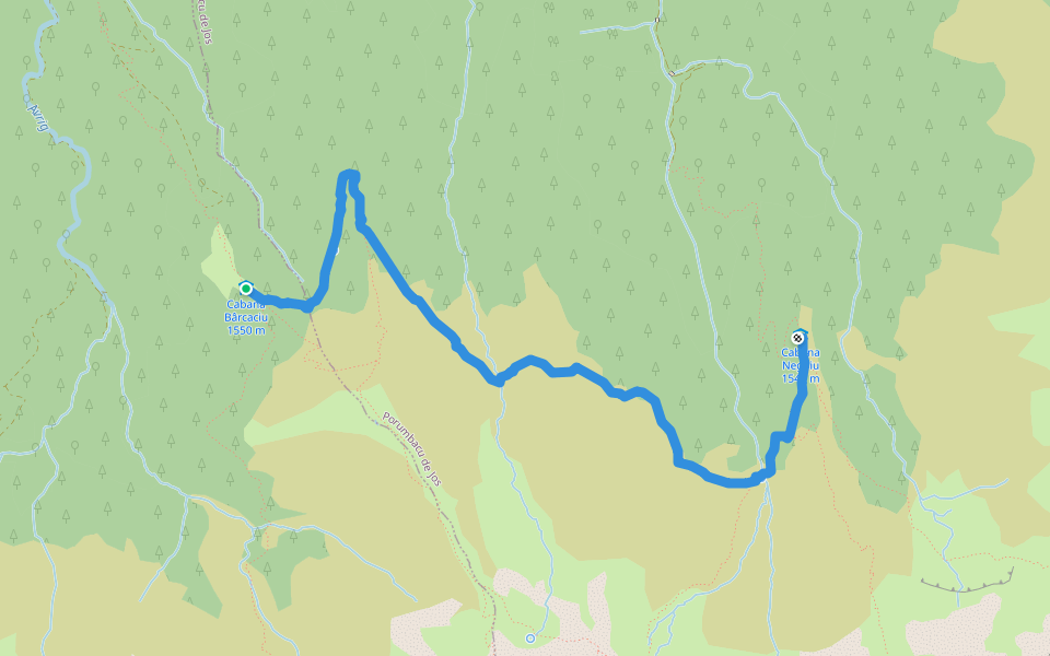 Cabana Bârcaciu - V. Șerbota - Cabana Negoiu walking route map in Mârșa