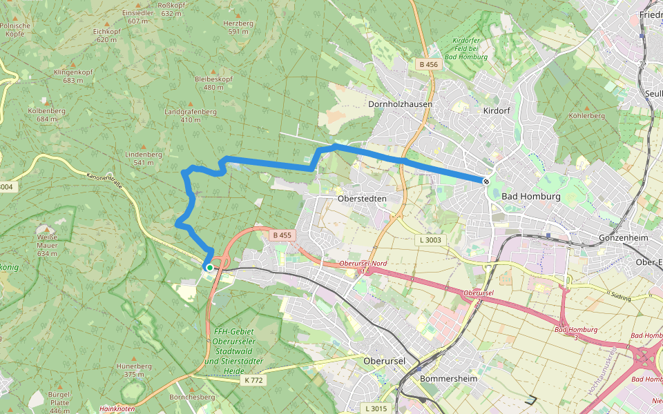Taunusklub Route 048 walking route map in Oberursel (Taunus)