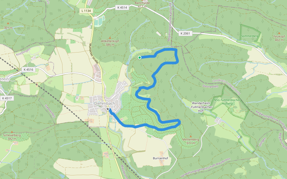 Königs-Route Walk & Wein Krauchgau-Stromberg walking route map in Sternenfels