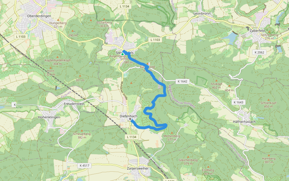 Stromberg-Route 1 Walk & Wein Krauchgau-Stromberg walking route map in Sternenfels