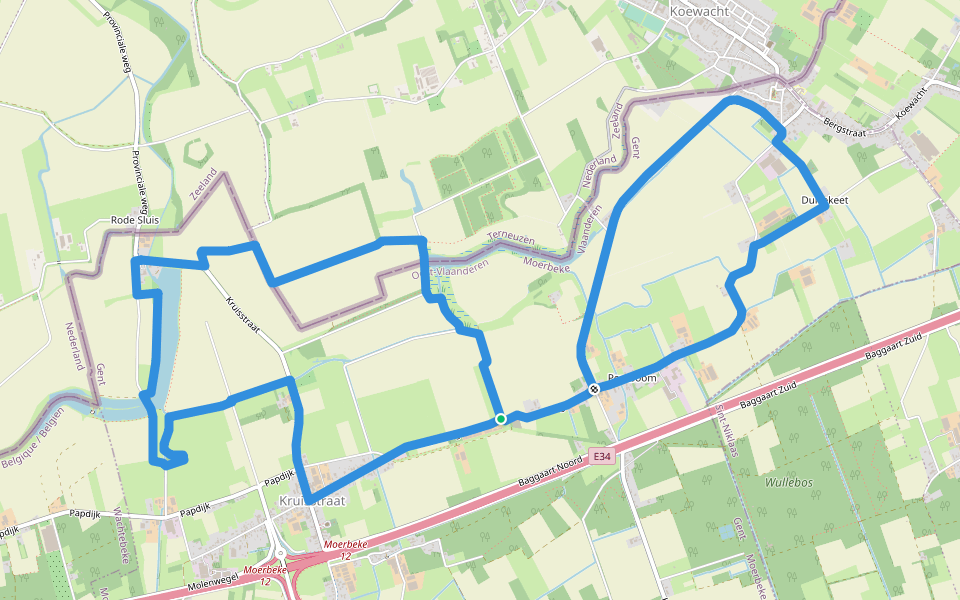 Pereboomsgat Wandelroute walking route map in Moerbeke