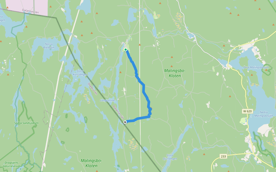 Gräsbergsrundan walking route map in Nyfors