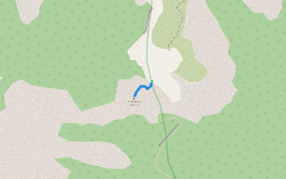 Crikvena walking route map in Stinica