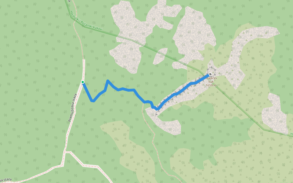 Krajacev kuk walking route map in Stinica