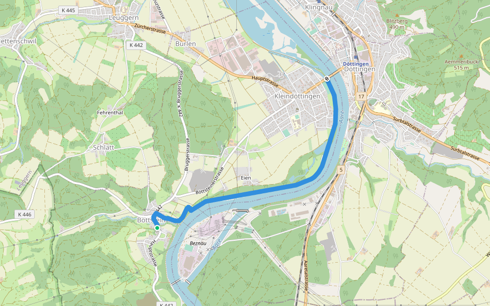 Böttstein - fixme walking route map in Böttstein