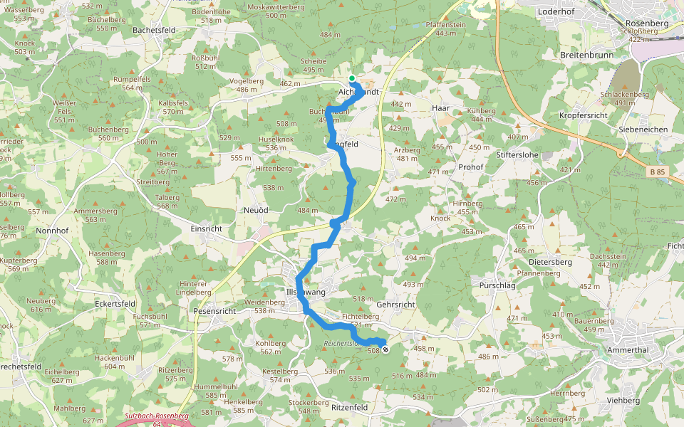 Grünkreuz walking route map in Illschwang