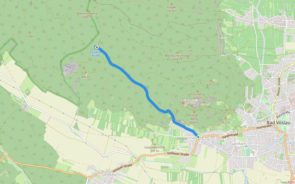 Gainfarn - Vöslauer Hütte walking route map in Bad Vöslau
