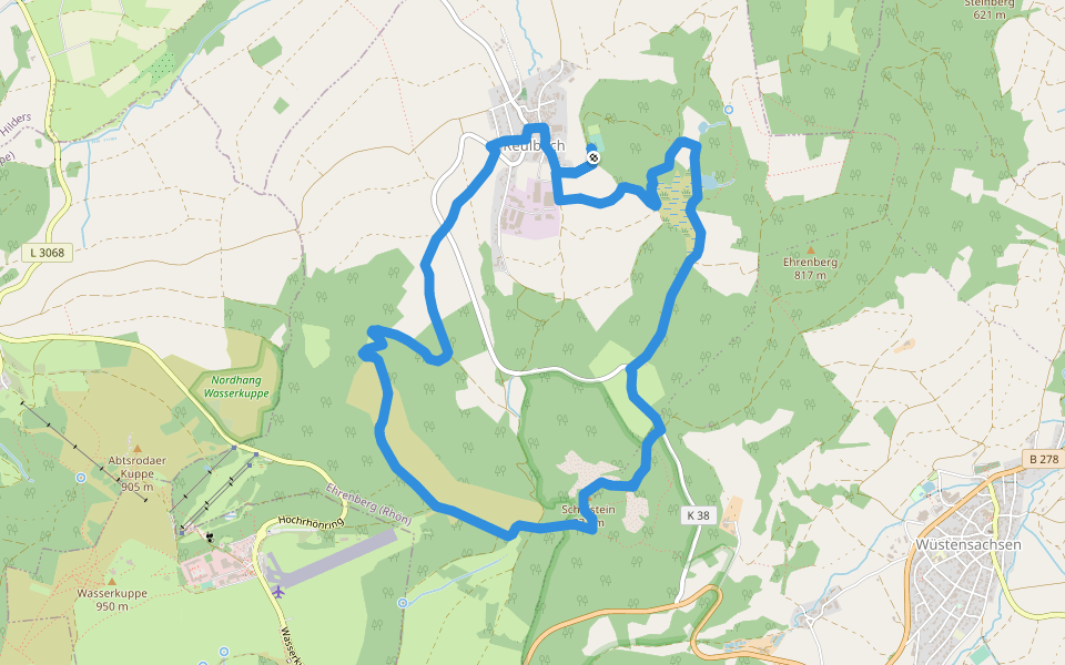 Reulbach Rundwanderweg 12 walking route map in Ehrenberg (Rhön)