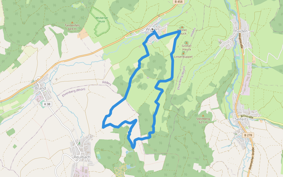 Wickers Rundwanderweg 16 walking route map in Hilders