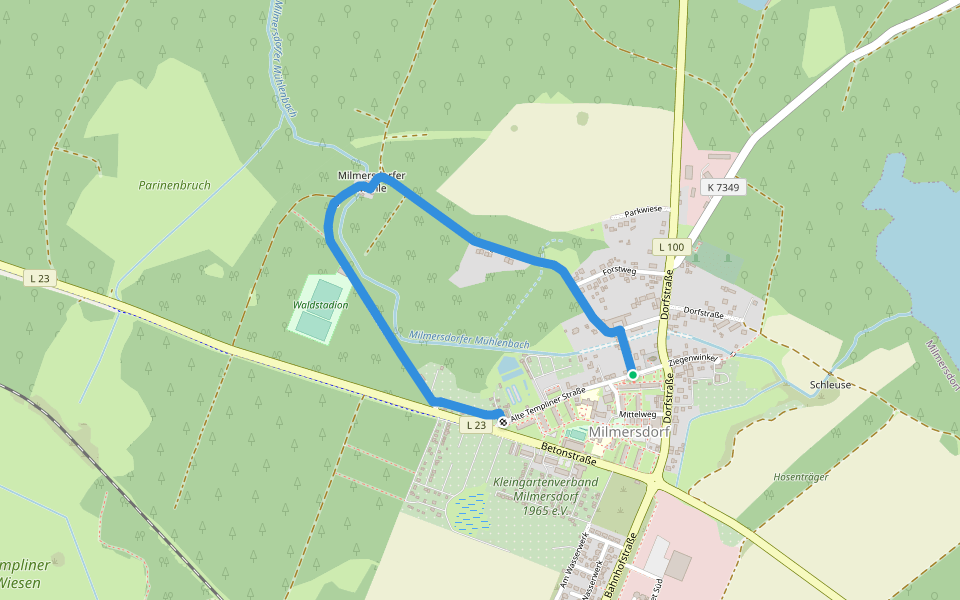 Försterrunde walking route map in Milmersdorf