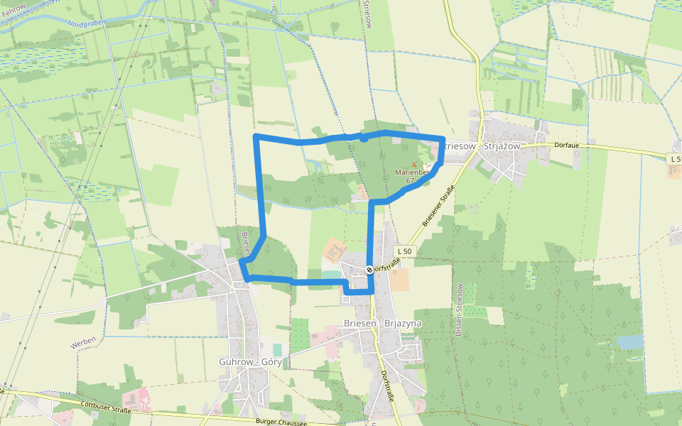 Rundwanderweg Marienberge walking route map in Briesen