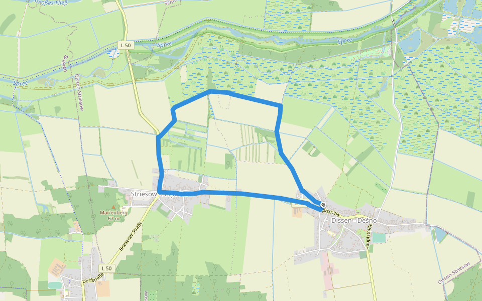 Rundwanderweg Striesow walking route map in Dissen-Striesow