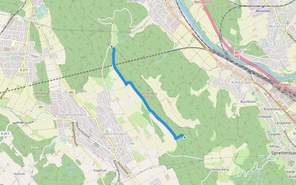 Rüsler - Hinterhau walking route map in Oberrohrdorf