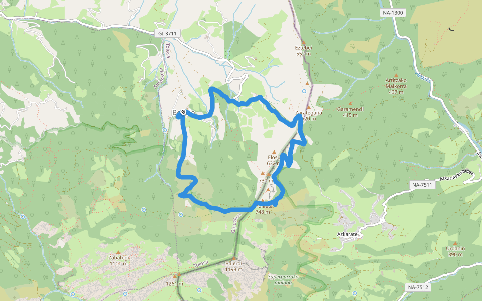 PR-GI 2007 Zarateko bira walking route map in Bedaio