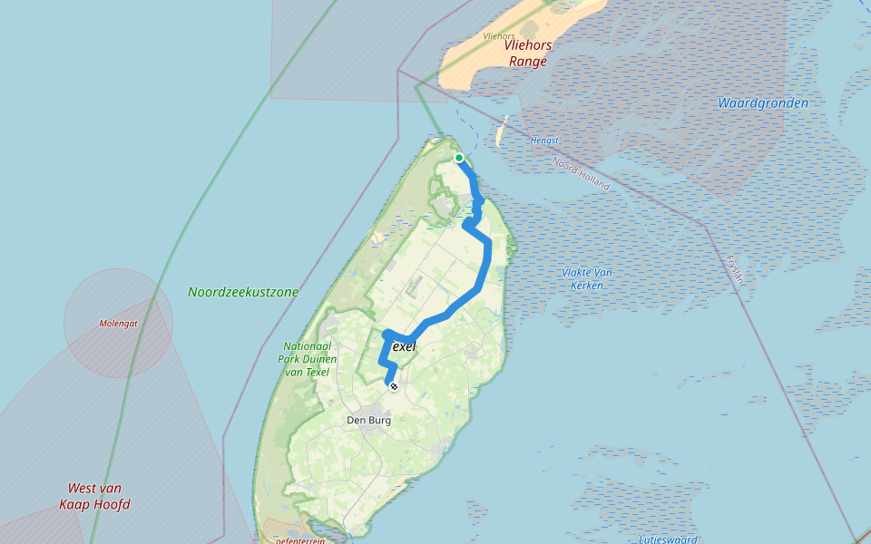 Noord-Hollandpad - 01 walking route map in De Cocksdorp