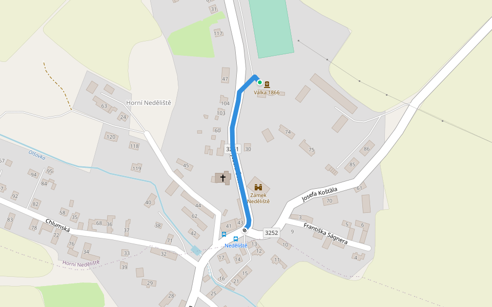 [Ž] odb. Neděliště vojenský hřbitov walking route map in Neděliště