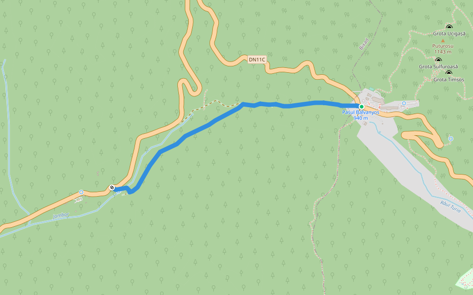 Câmpul Sărat - Izv. Jimbor walking route map in Covasna