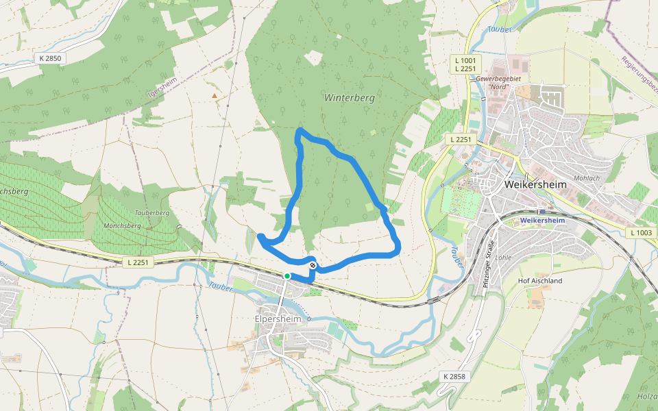 Teufelstal bei Elpersheim walking route map in Weikersheim