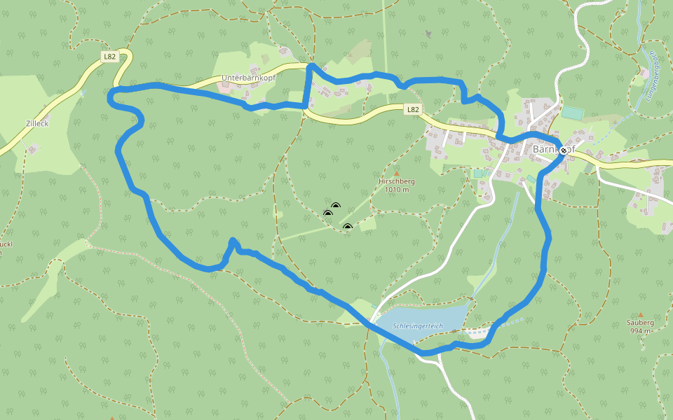 Opfersteinweg walking route map in Bärnkopf