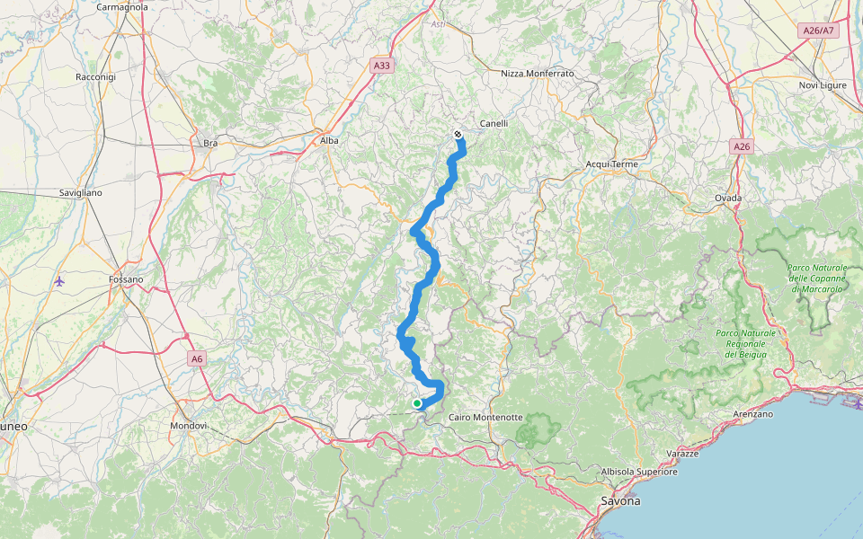 Grande Traversata delle Langhe walking route map in Saliceto