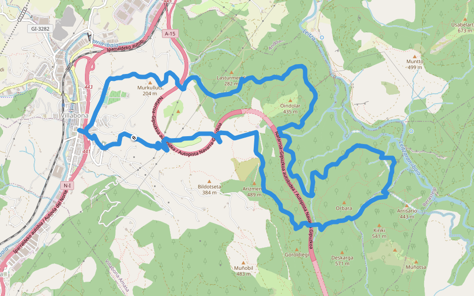 PR-GI 118 Kanaleko bidea (Billabona) walking route map in Villabona