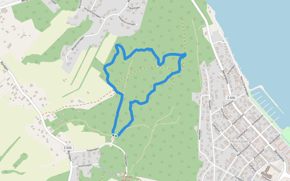 Östbergets naturstig walking route map in Östersund