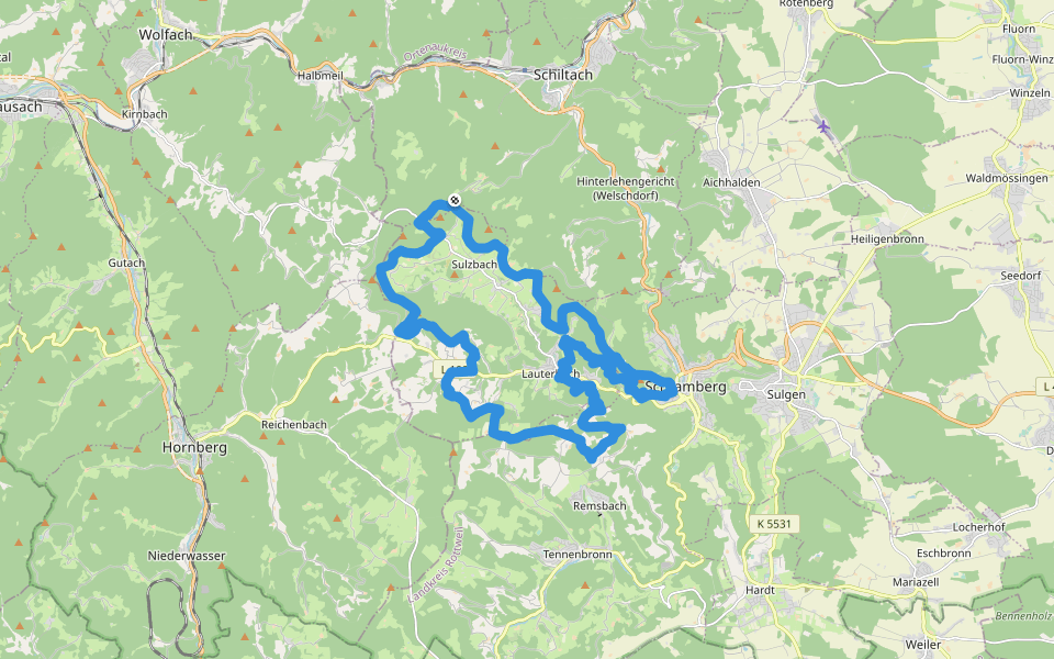 Lauterbacher Wandersteig walking route map in Schiltach