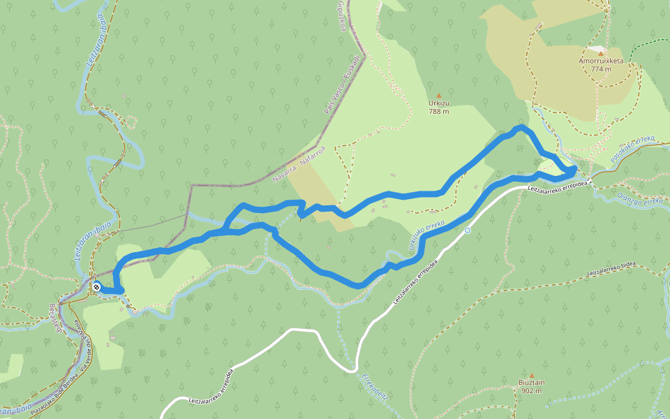 SL-NA 285 Lapurren kaltzada walking route map in Leitza