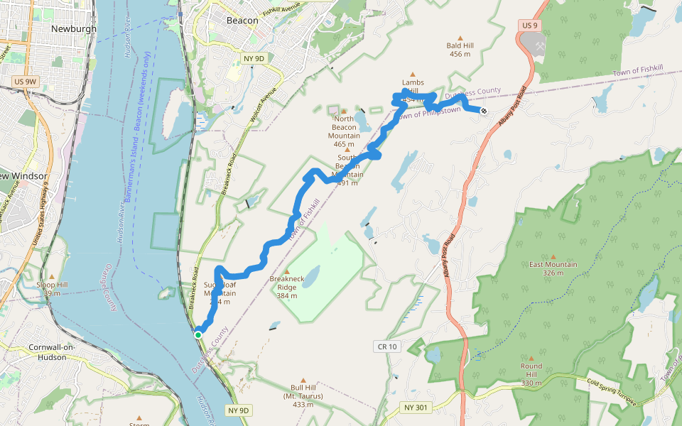 Wilkinson Memorial Trail walking route map in Beacon