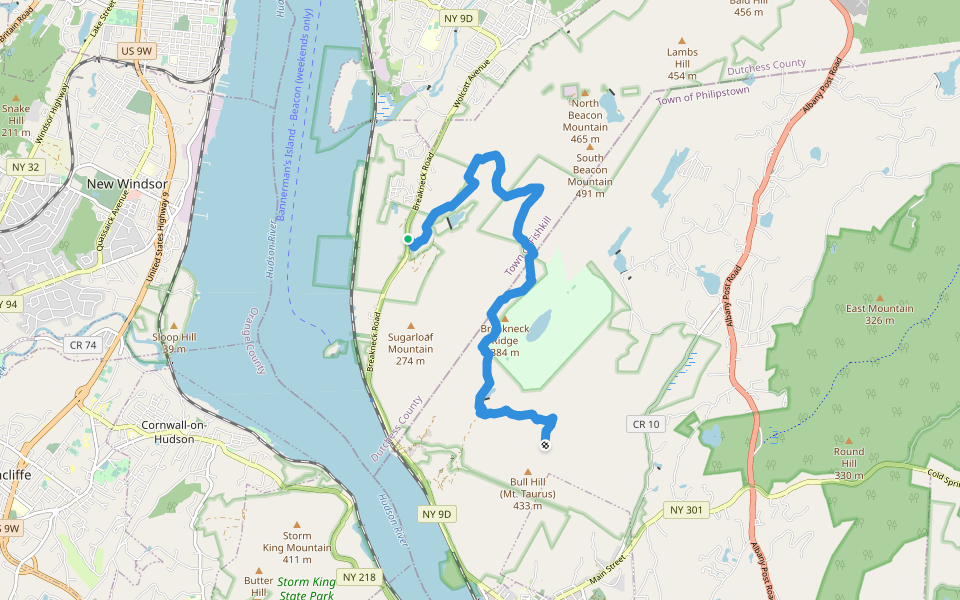Notch Trail walking route map in Beacon
