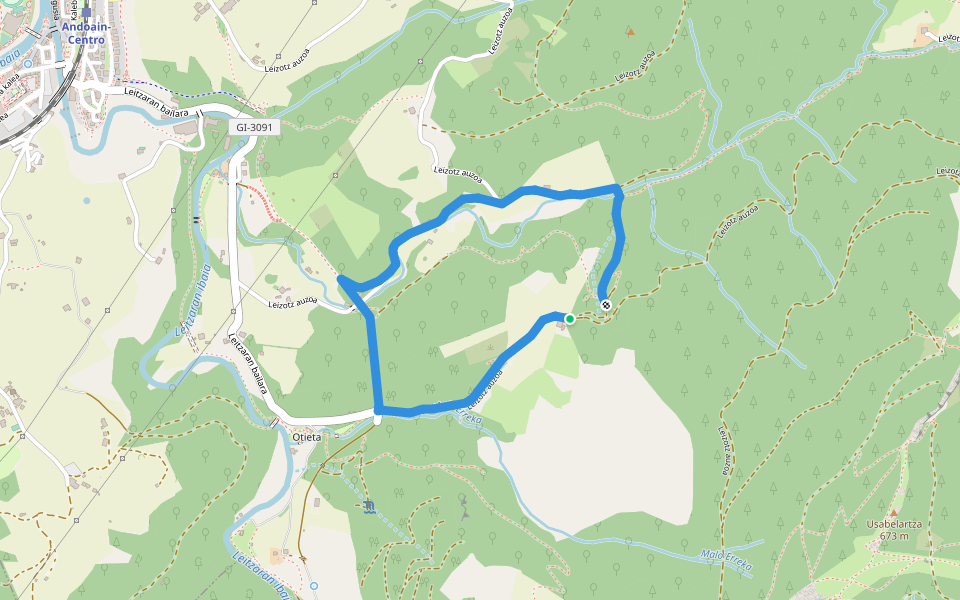 SL-GI 30 Ubaranen bidetik walking route map in Andoain