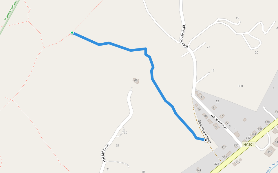 Blue Trail walking route map in Nelsonville
