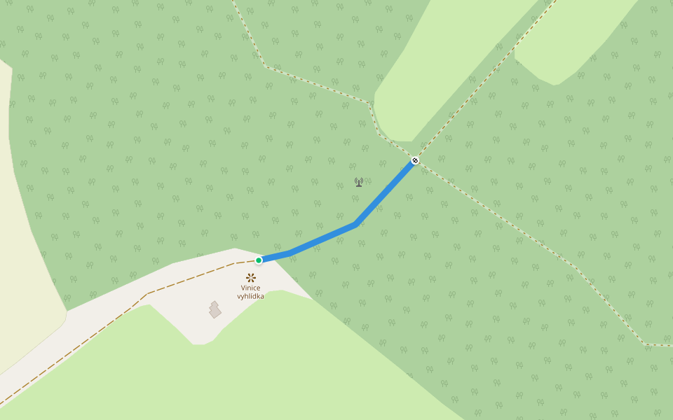 Vinice vyhlídka walking route map in Ostřetín