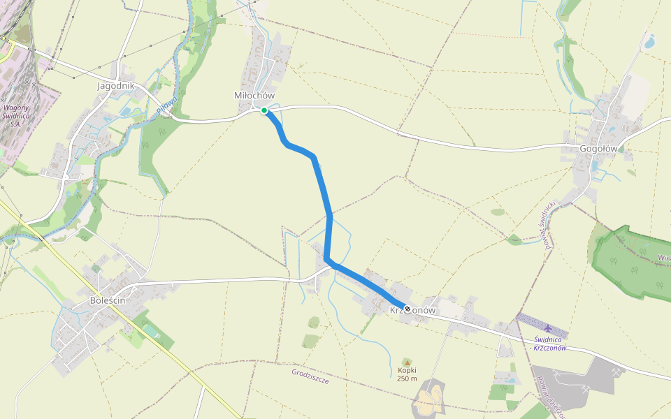 Miłochów - Krzczonów walking route map in Miłochów
