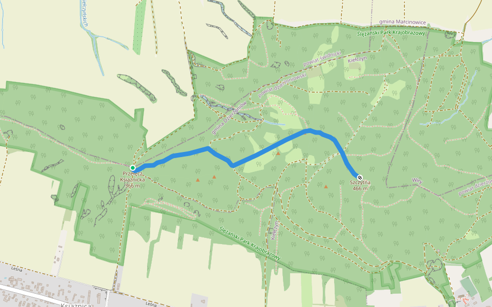 Przełęcz Książnicka - Szczytna walking route map in Książnica