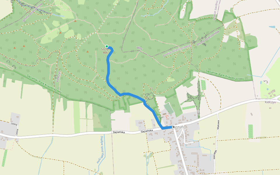 Szczytna - Kiełczyn walking route map in Książnica