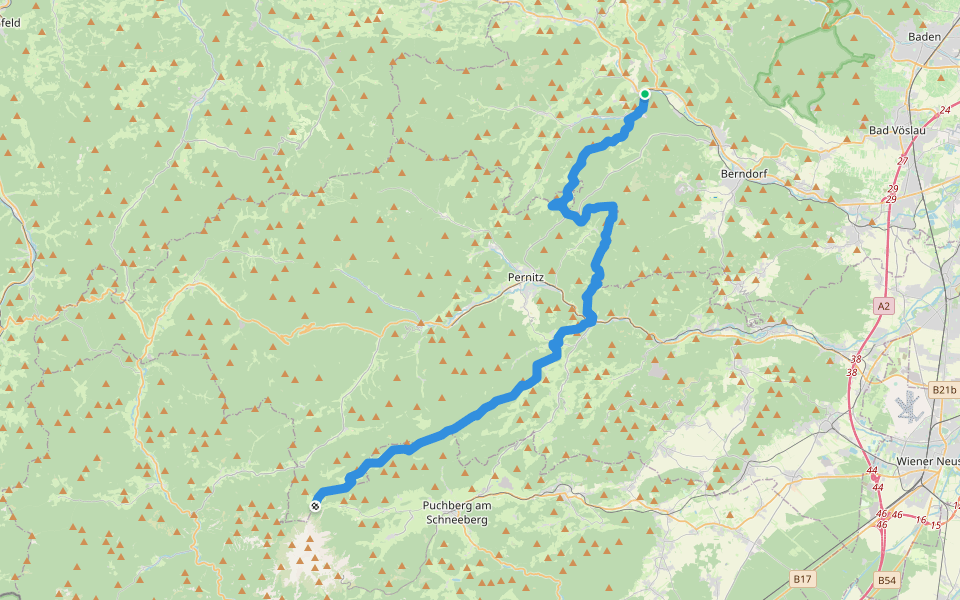 Wanderweg 201 Nordalpenweg walking route map in Weissenbach an der Triesting