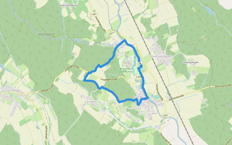 Laufstrecke um den Blumauberg walking route map in Kleinsteinbach
