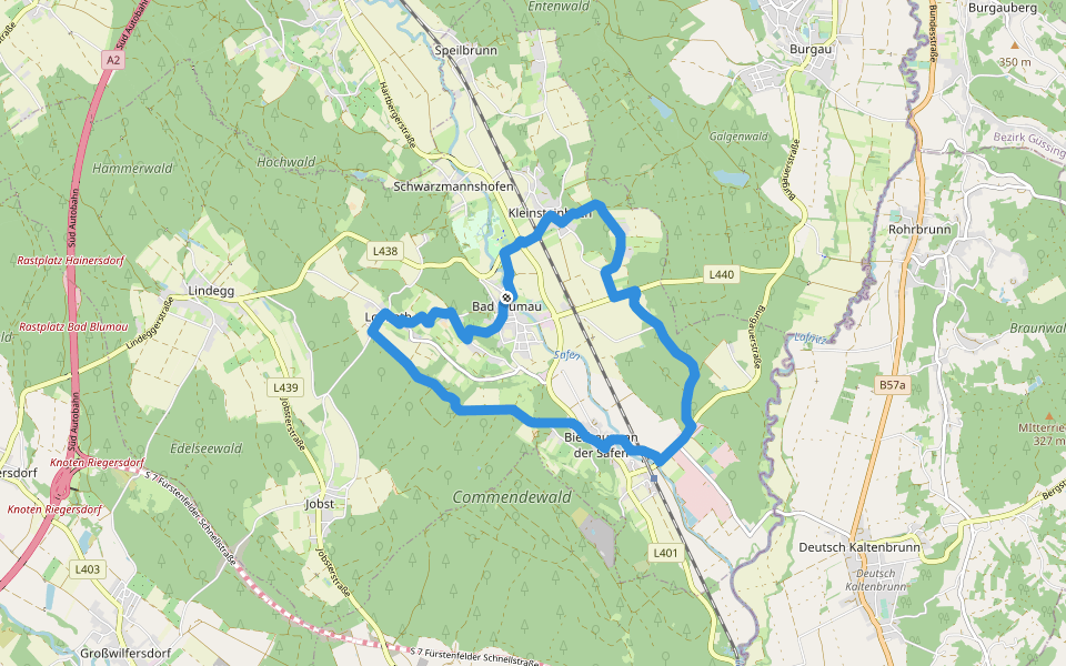 Safentalweg walking route map in Bad Blumau