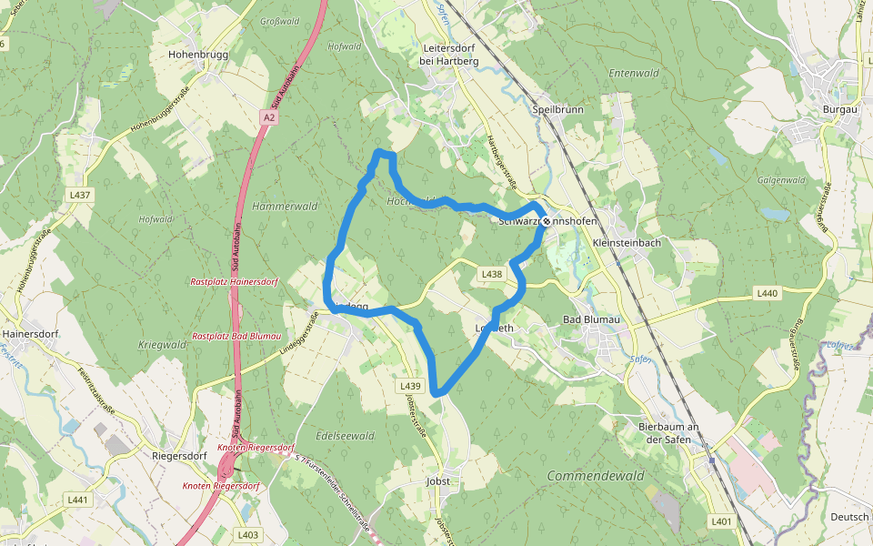 Steinbachgrabenweg walking route map in Schwarzmannshofen