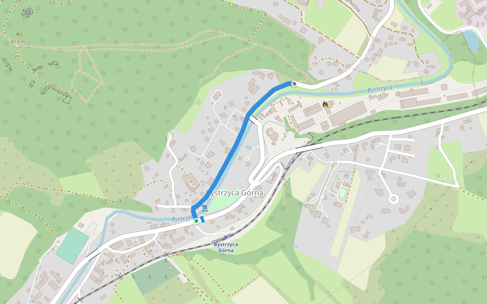 Bystrzyca Górna - Bystrzyca Górna rozwidlenie walking route map in Bystrzyca Górna