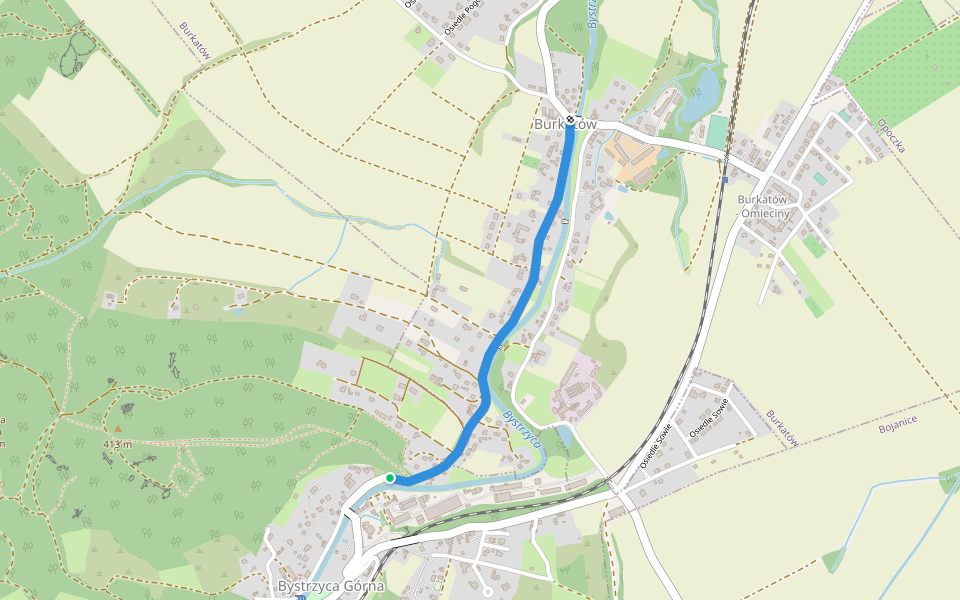 Bystrzyca Górna rozwidlenie - Burkatów walking route map in Bystrzyca Górna