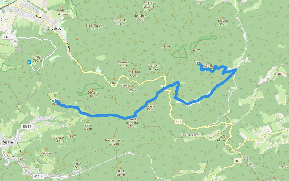 [Z] Skalný (rozc.) - Pod Ožiňákem walking route map in Bystřice pod Lopeníkem